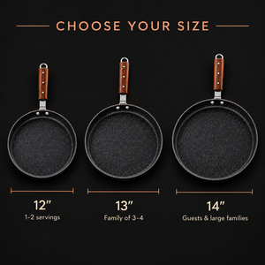 Tawaana hot plate size guide 12, 13 and 14 inch
