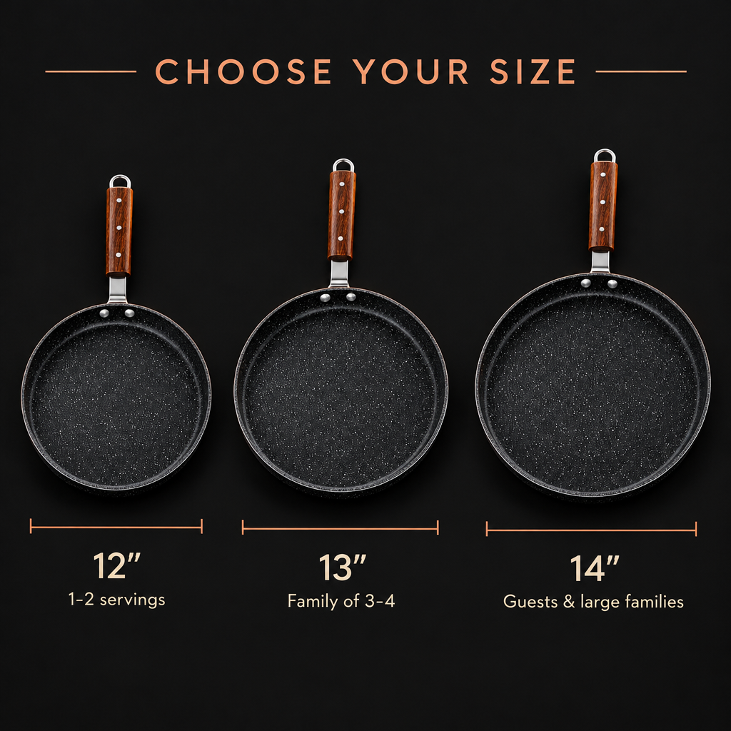 Tawaana hot plate size guide 12, 13 and 14 inch