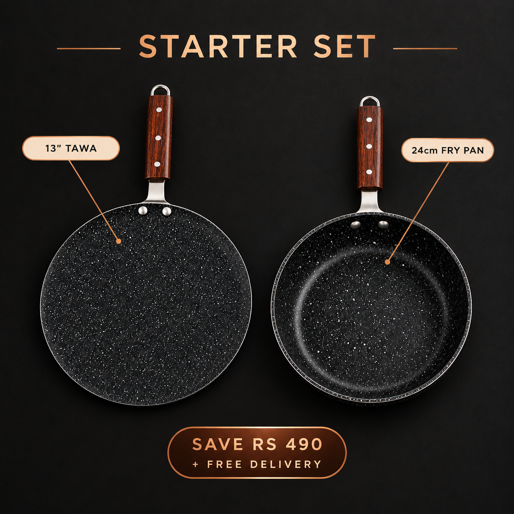 Tawaana Starter Set includes 13 inch tawa and 24cm fry pan