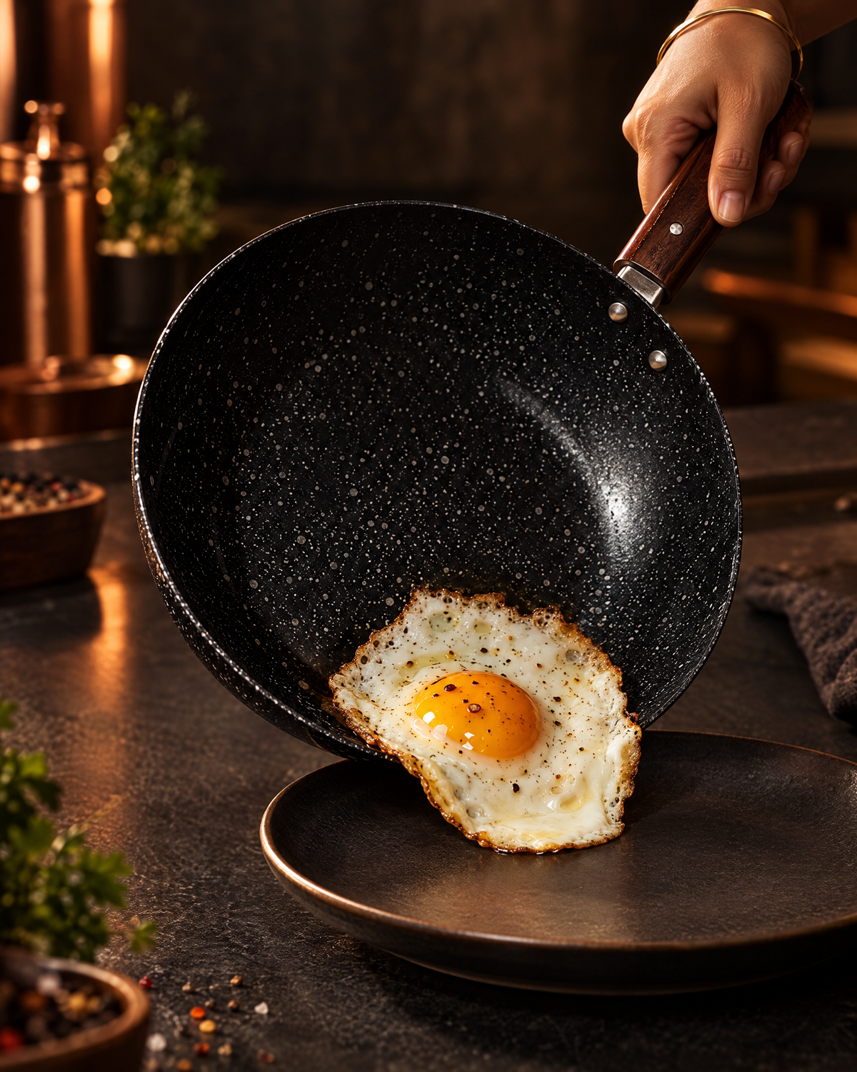 Egg sliding off Tawaana non-stick fry pan
