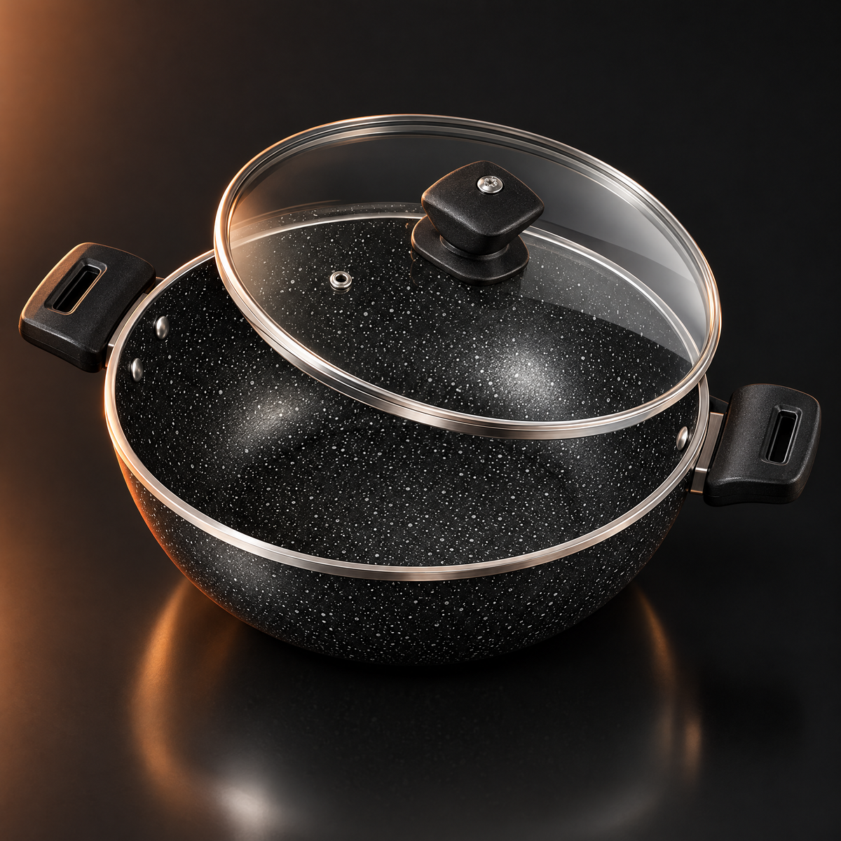 Tawaana non-stick karahi with glass lid